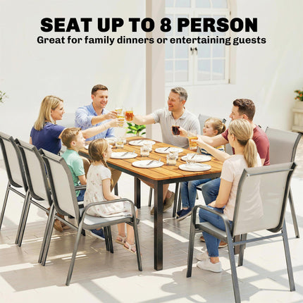 Garden Dining Table for 6-8 Person, 180 x 86 cm Rectangular Outdoor Dining Table