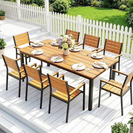 Garden Dining Table for 6-8 Person, 180 x 86 cm Rectangular Outdoor Dining Table