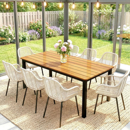 Garden Dining Table for 6-8 Person, 180 x 86 cm Rectangular Outdoor Dining Table