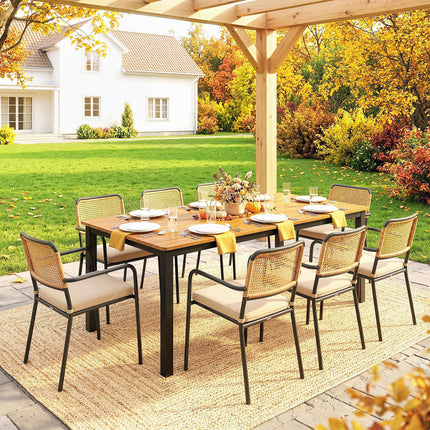 Garden Dining Table for 6-8 Person, 180 x 86 cm Rectangular Outdoor Dining Table