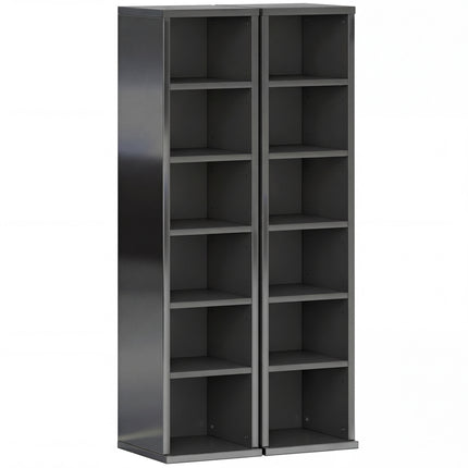 Set of 2 CD Media Display Shelf Unit Tower Rack with Adjustable Shelves, High Gloss Black