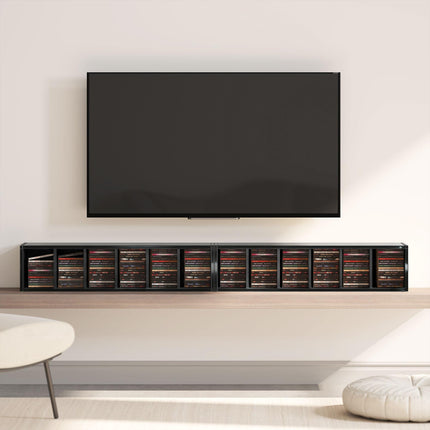 Set of 2 CD Media Display Shelf Unit Tower Rack with Adjustable Shelves, High Gloss Black