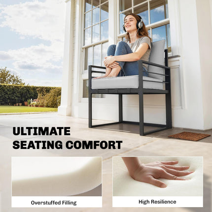 Outdoor Seat and Back Cushion Set, 63L x 55W x 15Dcm Patio Deep Seating Chair Fade Resistant Replacement Cushion, Light Grey