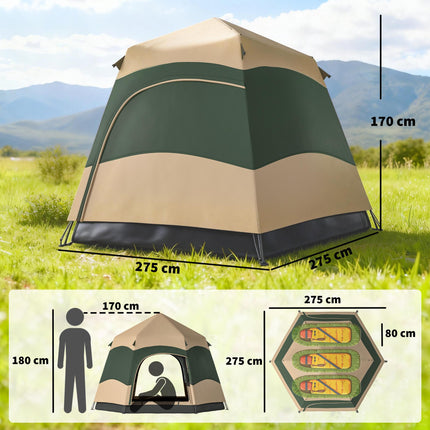 Double Layer Instant Pop Up Tent with Rainfly, Portable Camping Shelter with Sewn-in Groundsheet and Carry Bag, Khaki