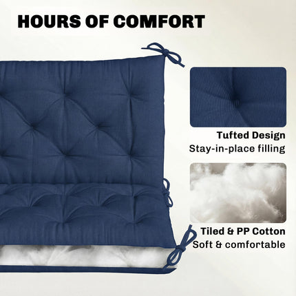 3 Seater Bench Cushion, Garden Chair Cushion with Back and Ties for Indoor and Ties For Indoor And O