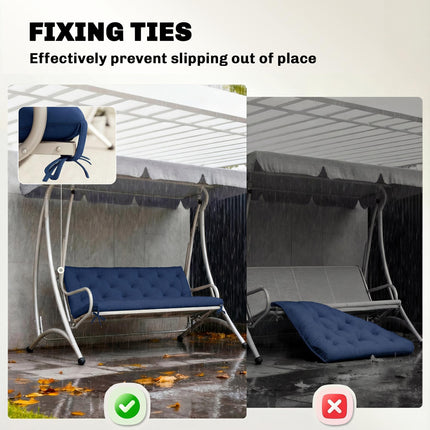 3 Seater Bench Cushion, Garden Chair Cushion with Back and Ties for Indoor and Ties For Indoor And O