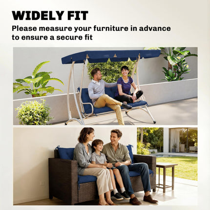3 Seater Bench Cushion, Garden Chair Cushion with Back and Ties for Indoor and Ties For Indoor And O