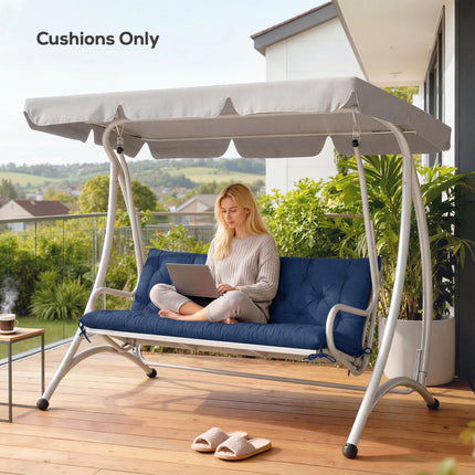 3 Seater Bench Cushion, Garden Chair Cushion with Back and Ties for Indoor and Ties For Indoor And O