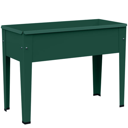 Raised Planter, Metal Raised Garden Bed on Legs with Drainage Hole and Foot Cove