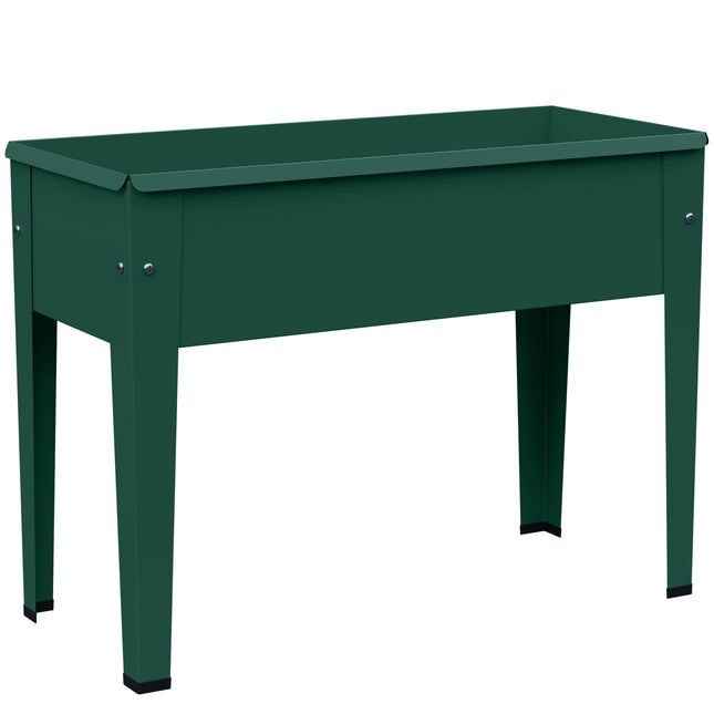 Raised Planter, Metal Raised Garden Bed on Legs with Drainage Hole and Foot Cove