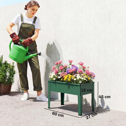 Raised Planter, Metal Raised Garden Bed on Legs with Drainage Hole and Foot Cove
