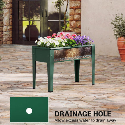 Raised Planter, Metal Raised Garden Bed on Legs with Drainage Hole and Foot Cove