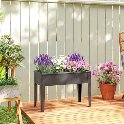 Raised Planter, Metal Raised Garden Bed on Legs with Drainage Hole and Foot Cove
