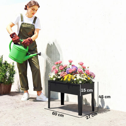 Raised Planter, Metal Raised Garden Bed on Legs with Drainage Hole and Foot Cove