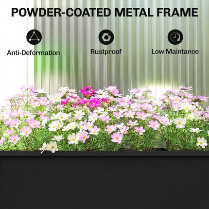 Raised Planter, Metal Raised Garden Bed on Legs with Drainage Hole and Foot Cove