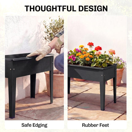 Raised Planter, Metal Raised Garden Bed on Legs with Drainage Hole and Foot Cove