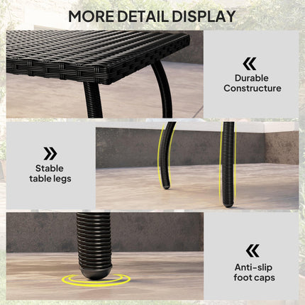 PE Wicker Rattan Garden Coffee Table - Black