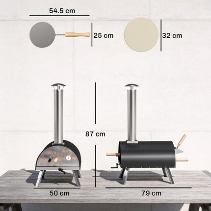 Outdoor Pizza Oven Foldable Legs Pellet Wood Fired Pizza Maker w/ 12" Rotating Stone and Peel
