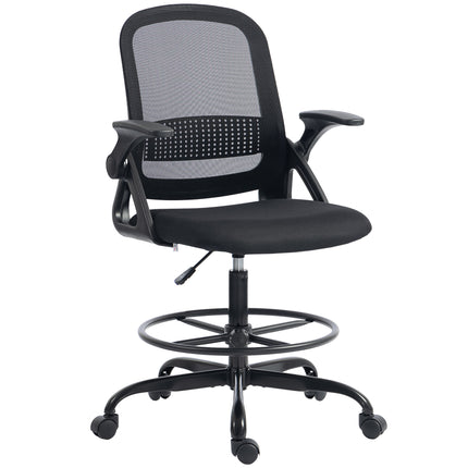 Painting Chair, Mesh Computer Desk Chair with Flip-up Armrests, Black