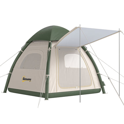 Inflatable Camping Tent with Rainfly, 3 Man Air Tent 3000mm Waterproof Blow Up Tents, Beige
