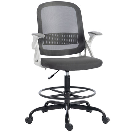 Painting Chair, Mesh Computer Desk Chair with Flip-up Armrests, Grey