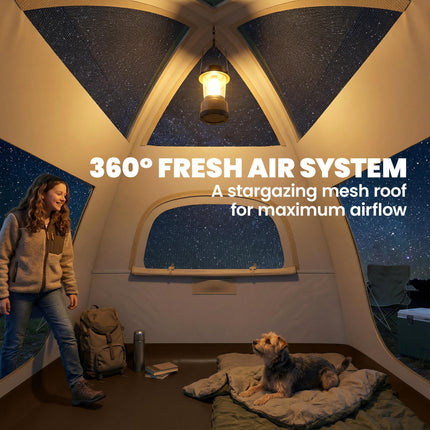 Inflatable Camping Tent with Rainfly, 3 Man Air Tent 3000mm Waterproof Blow Up Tents, Cream