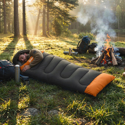Sleeping Bag for Adults, Lightweight & Compact Sleeping Bag, 3 Seasons, Grey