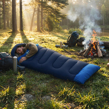 Sleeping Bag for Adults, Lightweight & Compact Sleeping Bag, 3 Seasons, Navy Blue