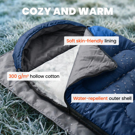 Sleeping Bag for Adults, Lightweight & Compact Sleeping Bag, 3 Seasons, Navy Blue