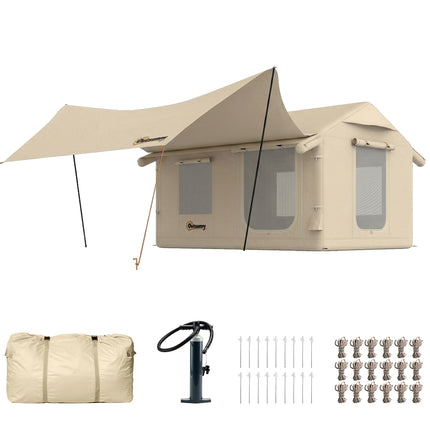 Inflatable Tents Waterproof Glamping Tent with Stove Jack for 6-8 Person