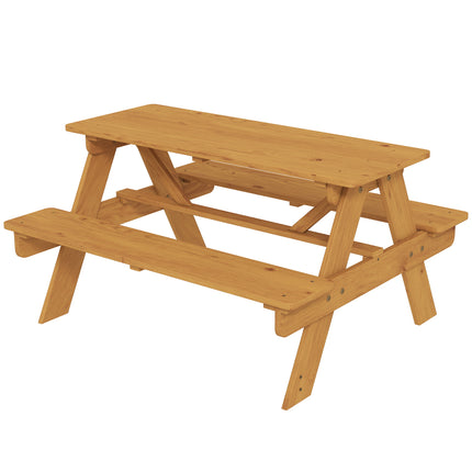 Kids Picnic Table for Outdoor Wooden Table & Bench Set with Integrated Benches N
