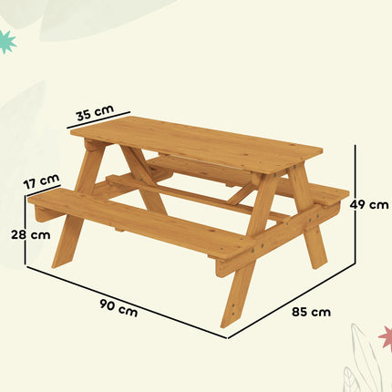 Kids Picnic Table for Outdoor Wooden Table & Bench Set with Integrated Benches N
