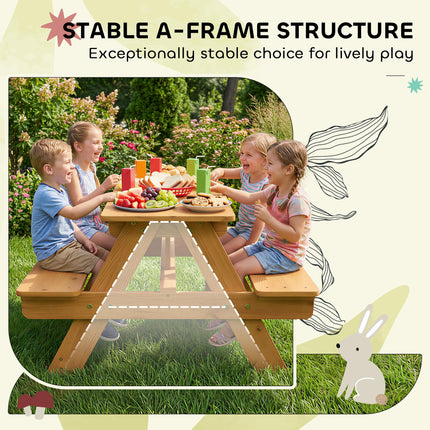 Kids Picnic Table for Outdoor Wooden Table & Bench Set with Integrated Benches N