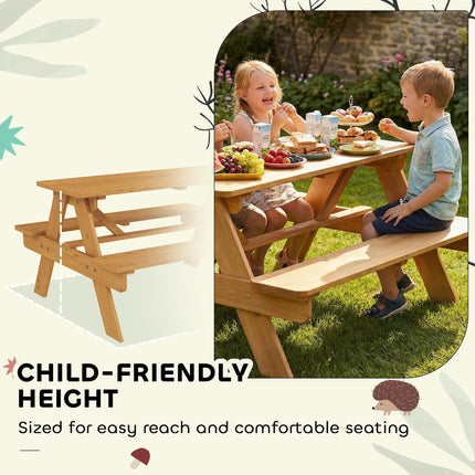 Kids Picnic Table for Outdoor Wooden Table & Bench Set with Integrated Benches N