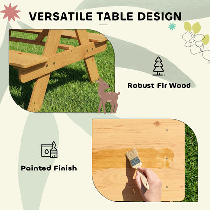 Kids Picnic Table for Outdoor Wooden Table & Bench Set with Integrated Benches N