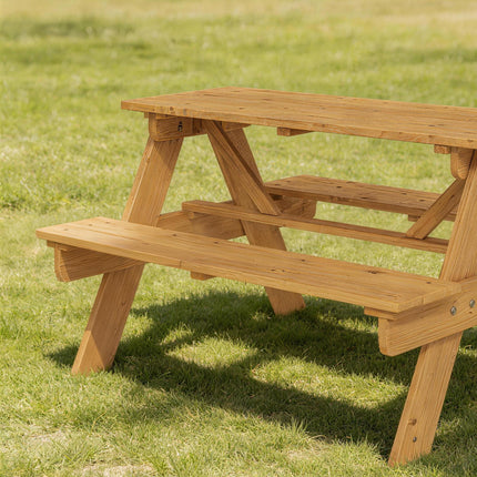 Kids Picnic Table for Outdoor Wooden Table & Bench Set with Integrated Benches N