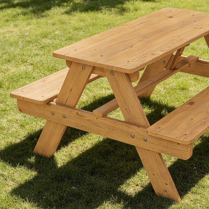 Kids Picnic Table for Outdoor Wooden Table & Bench Set with Integrated Benches N