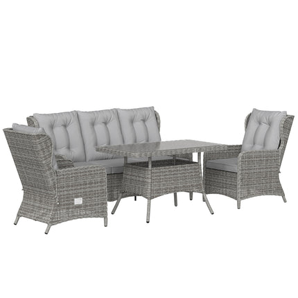 5 Seater Rattan Garden Furniture Set with Sofa, Reclining Chairs, Table, Patio R
