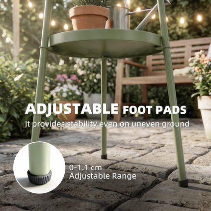 Patio Side Table, 2-Tier Round Coffee End Table for Garden Balcony Living Room Bedroom, Light Green