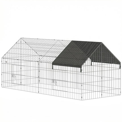 Rabbit Run with Protective Cover for Small Animals, Chickens, Guinea Pigs, Tortoises, 180 x 75 x 75 cm, Black