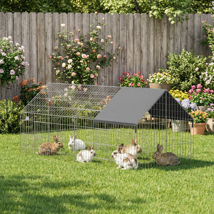 Rabbit Run with Protective Cover for Small Animals, Chickens, Guinea Pigs, Tortoises, 180 x 75 x 75 cm, Black