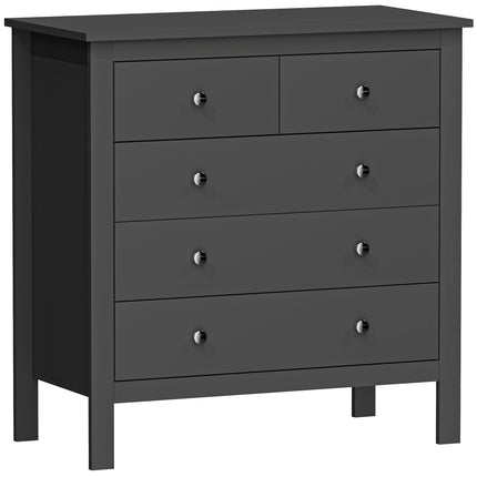 5 Drawer Dresser for Bedroom, Modern Chest of Drawers, Wide Storage Unit for Living Room, Hallway, Black