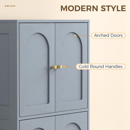 4-Door Kitchen Storage Cabinet with Adjustable Shelves - Grey