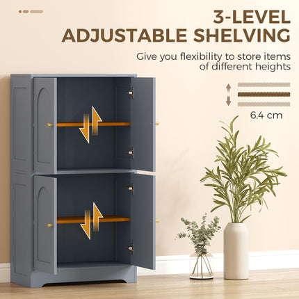 4-Door Kitchen Storage Cabinet with Adjustable Shelves - Grey