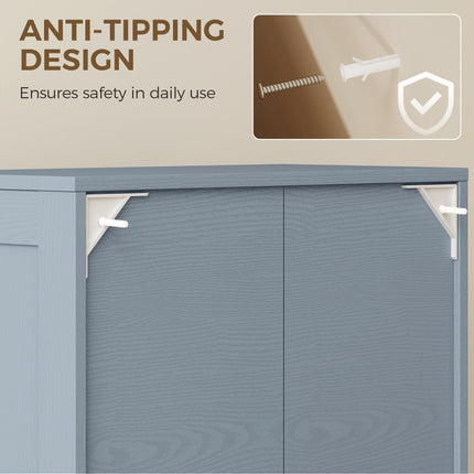 4-Door Kitchen Storage Cabinet with Adjustable Shelves - Grey