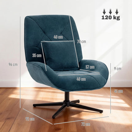 Accent Chair, Chenille Upholstered Swivel Armchair with Lumbar Pillow, High Back, Deep Seat and Metal Legs, Dark Green