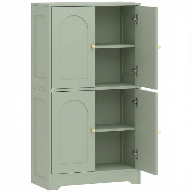 4-Door Kitchen Storage Cabinet with Adjustable Shelves - Green