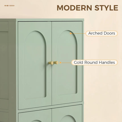 4-Door Kitchen Storage Cabinet with Adjustable Shelves - Green