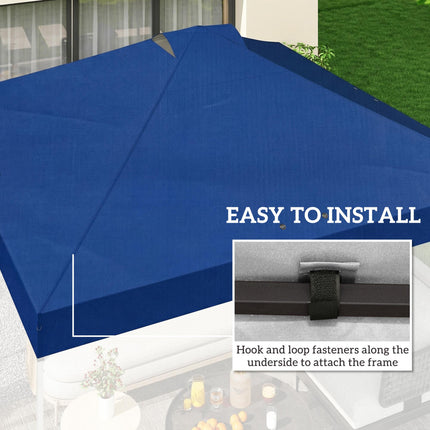 Gazebo Roof Replacement UV50+ Waterproof Pop Up Canopy Cover with 8 Drainage Holes 3 x 3 m Blue