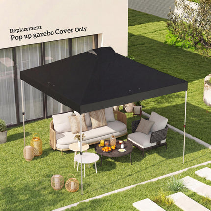 gazebo roof replacement UV50+ Waterproof Pop Up Canopy Cover with 8 Drainage Holes 3 x 3 m Black